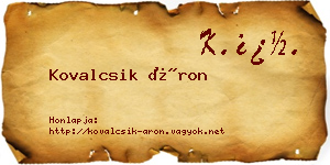 Kovalcsik Áron névjegykártya